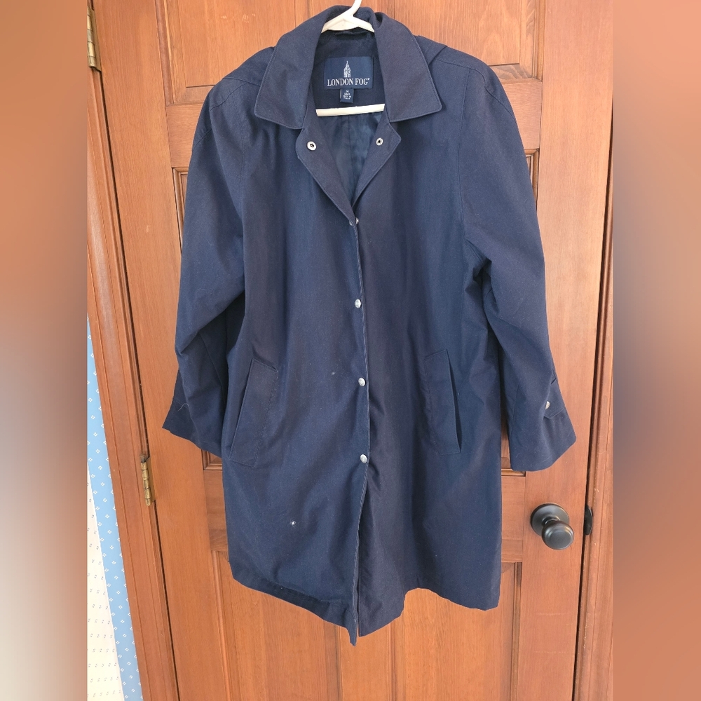 Classic Navy Women's Coat - Lightweight Button-Front Jacket
